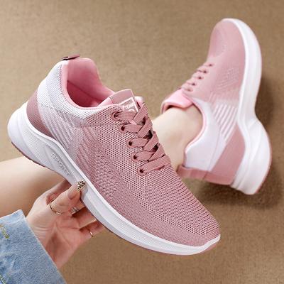 Damenschuhe Frühling neue Freizeitsportschuhe schlicht und modisch weiche Sohle leicht atmungsaktiv Schnürsportschuhe