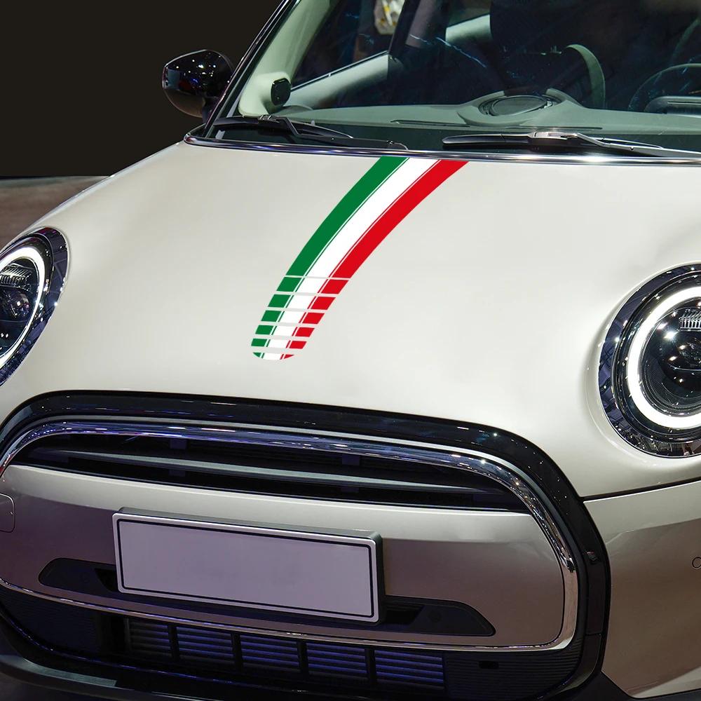 Car Bonnet Stripe Vinyl Decal Hood Italian Flag Line Graphics Racing Sport Sticker Waterproof Accessories For Fiat 500 Abarth