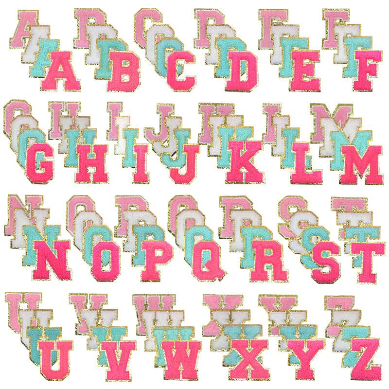 4Pcs Chenille Letters Patches Embroidery Iron On Letters Patch Appliques For Clothing Sticker Diy Accessories Large Size: 8.2Cm