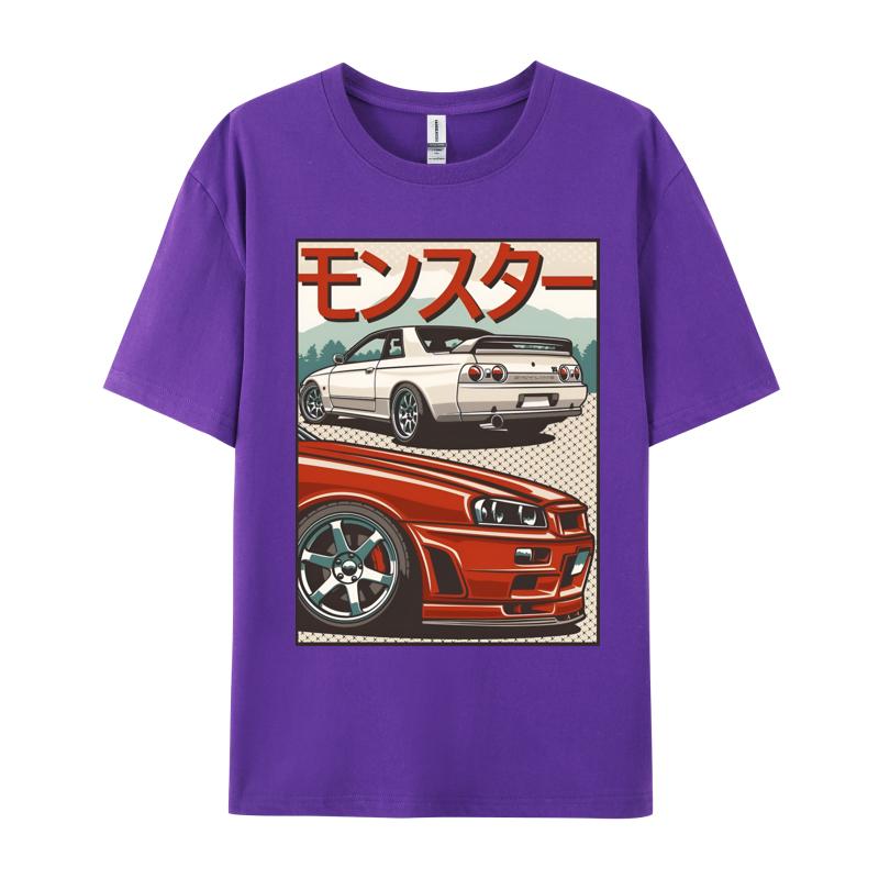 Car Print Tshirt Japan Drift T Shirt Graphic Pure Cotton Round Neck Unisex T Shirt Cool Tees Summer Autumn Wholesale