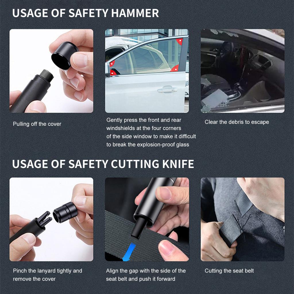 Car Safety Hammer Window Breaker Seat Belt Cutter with Built-in Cutter for Car Accident Fire Disaster  Emergency Rescue Tools