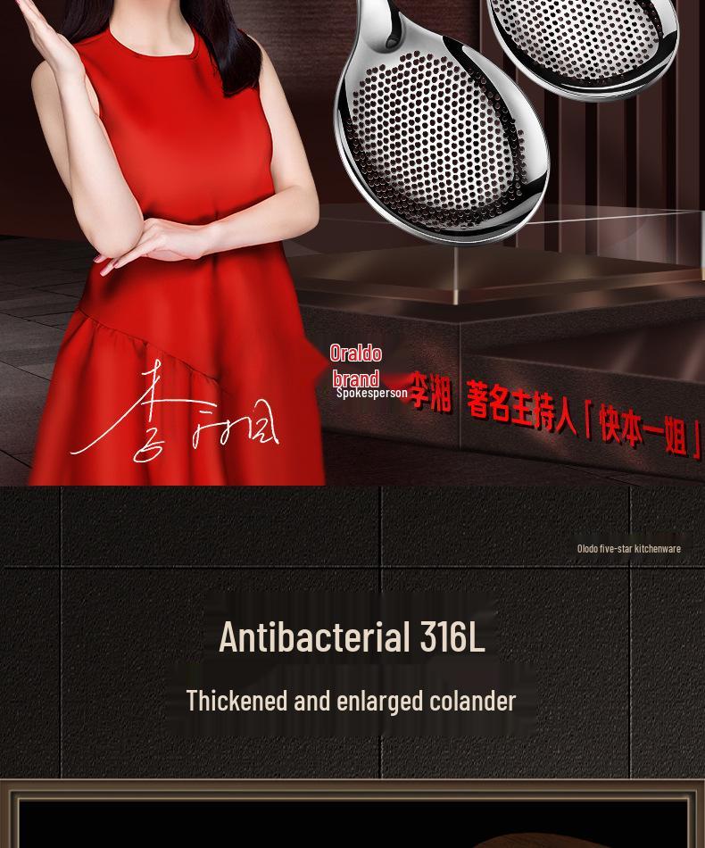 Heavy-Duty 316L Stainless Steel Skimmer Ladle - Large One-Piece Kitchen Strainer Spoon