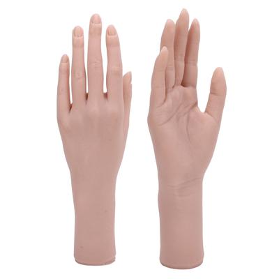 1pair Silicone Female Hand Model Flexible Reusable Bendable Display Hand Model for Nail Art Practice Painting