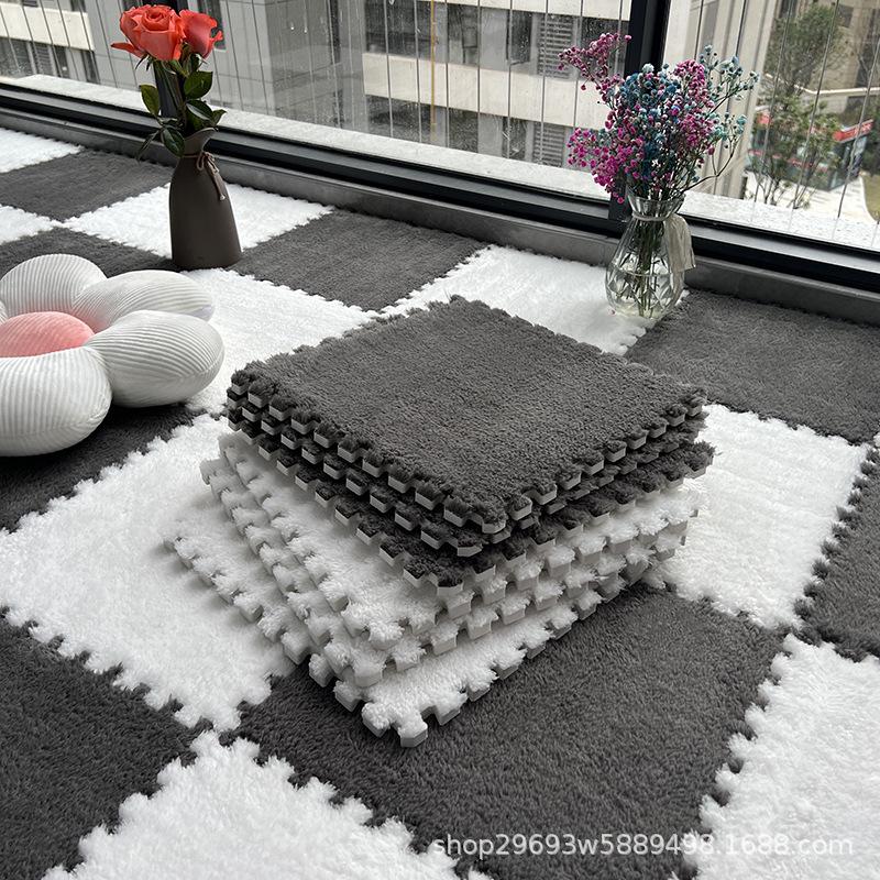 Soundproof Plush Patchwork Carpet: Bedroom & Living Room Rug, Free Cut, Silent Bedside Mat