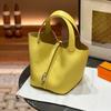 New Genuine Leather Women's Bag Head Layer Leather TOGO Leather 1822CM Vegetable Basket Handheld Bucket Bag Cross Border