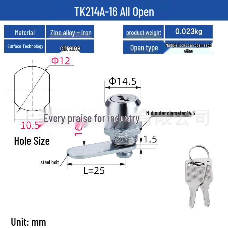 Mini Round 12mm Cam Lock for Jewelry Display, Instrument Cabinet, Light Box, or Miniature Doors