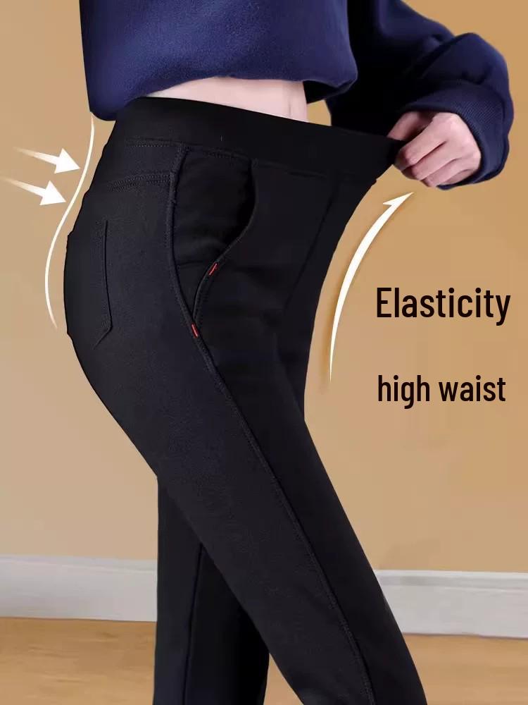 Plus Size Warm Velvet Leggings for Women - Slimming, Stretchy Denim Skinny Pants for Autumn/Winter Outerwear