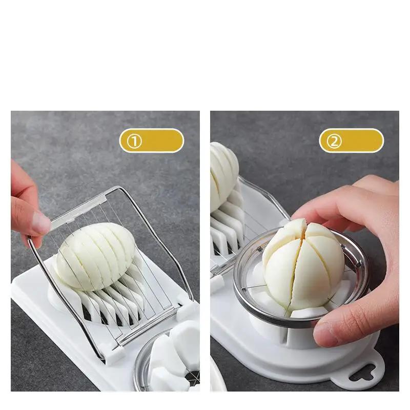 Multi Functional Egg Cutter Two In One Egg Slice Cutter Stainless Steel Household Egg Cutter Egg Preserved Eggs Divider Splitter