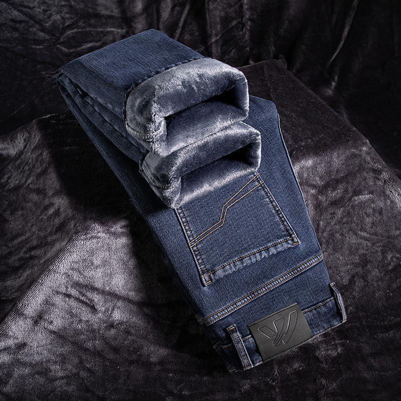 New high-end velvet thickened cloud mist flannel jeans loose straight elastic cotton pants to keep warm