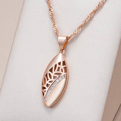 Trendy Ethnic Bride Pendant Necklace For Women  Rose Gold Color With Natural Zircon Pendant Dat Daily Fine Boho Jewelry