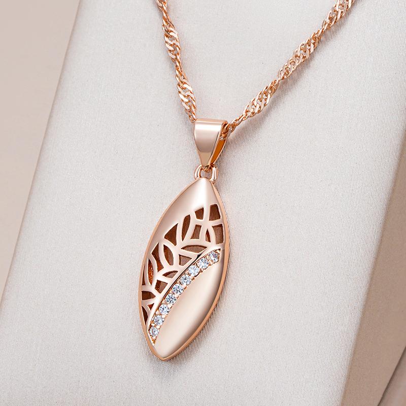 Trendy Ethnic Bride Pendant Necklace For Women Rose Gold Color With Natural Zircon Pendant Dat Daily Fine Boho Jewelry