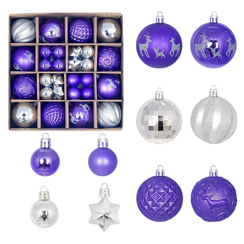 44pcs Christmas Tree Ornament Plastic Ball Decorations For DIY Crafts And Painted Designed Boxes Pendant