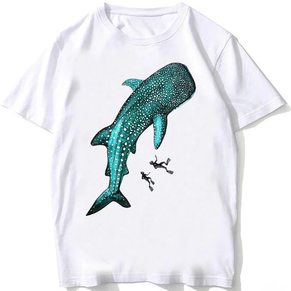 Whale Shark Anatomy Vintage T-Shirt Unisex Men Short Sleeve Hip Hop Beach Animal Style Boy Casual White Tees Funny
