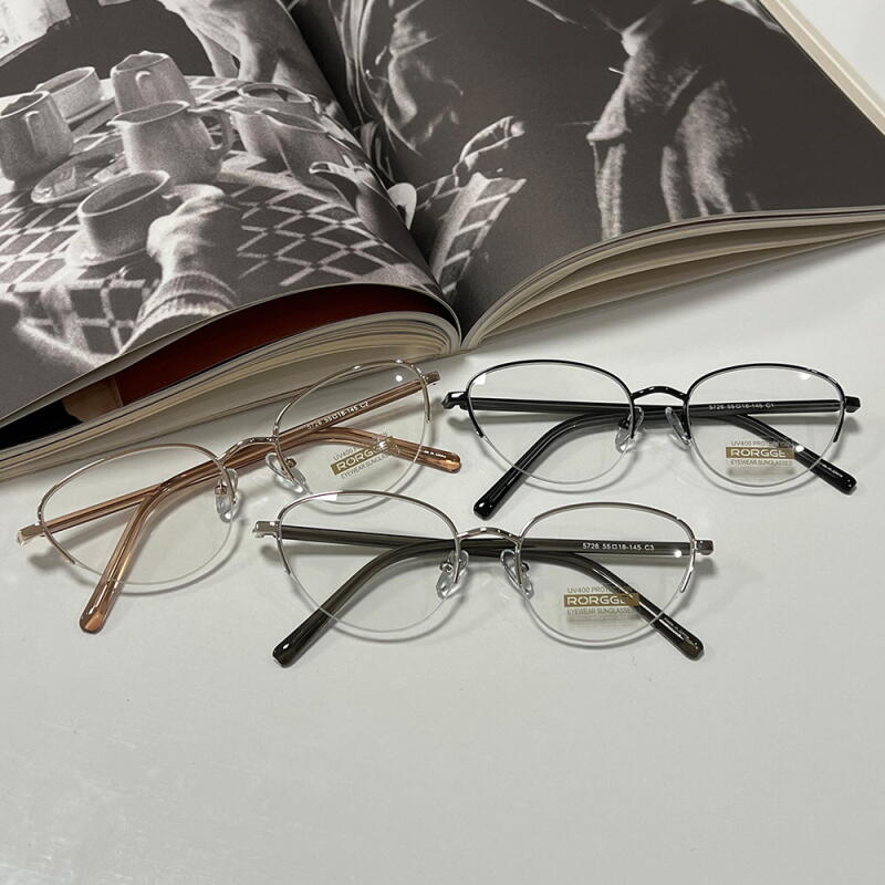 Women s Cat Eye Geek Chic Semi-Rimless Glasses Frame G1509_Black
