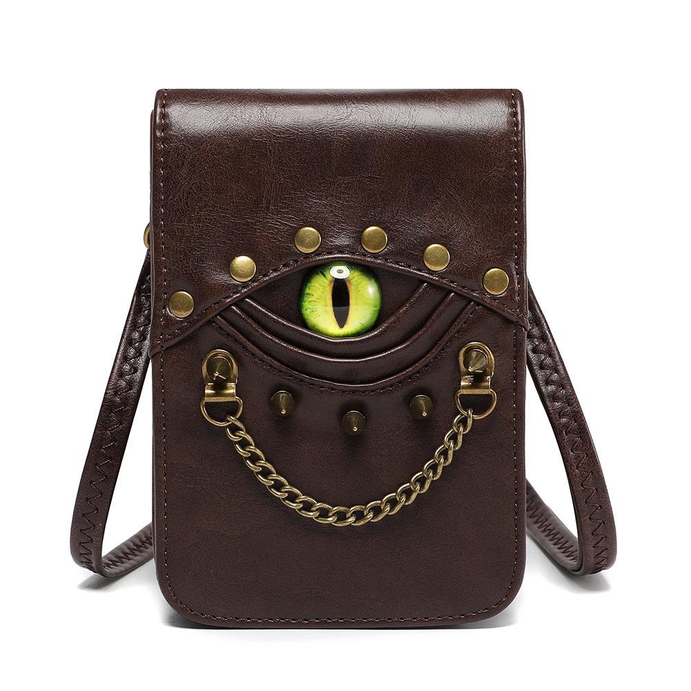 Retro Style Riveted Single-shoulder Crossbody Bag Made of PU Leather and A MINI Square Bag