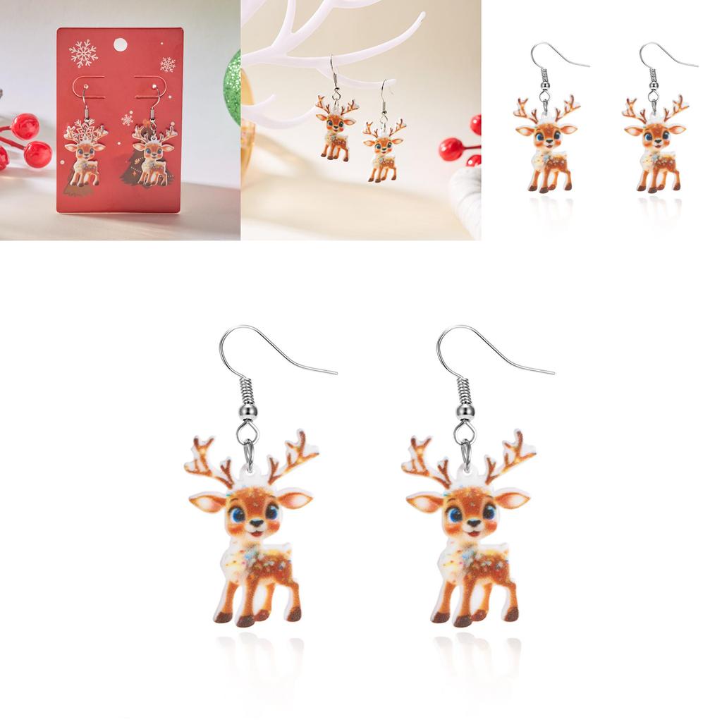 Festive Reindeer Acrylic Earrings For Women With Unique Geometric Style And Christmas Vibe