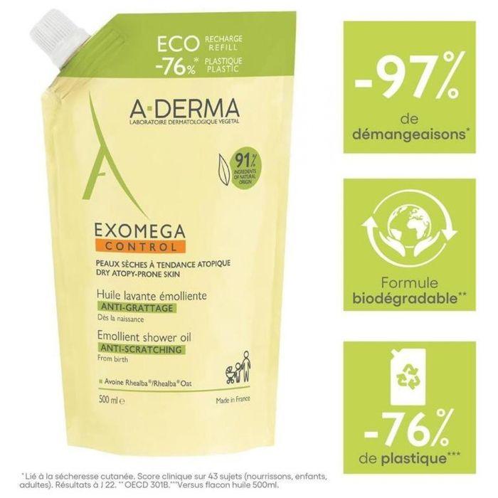 A-Derma Exomega Control - Huile Lavante Émolliente Anti-Grattage 500 Ml