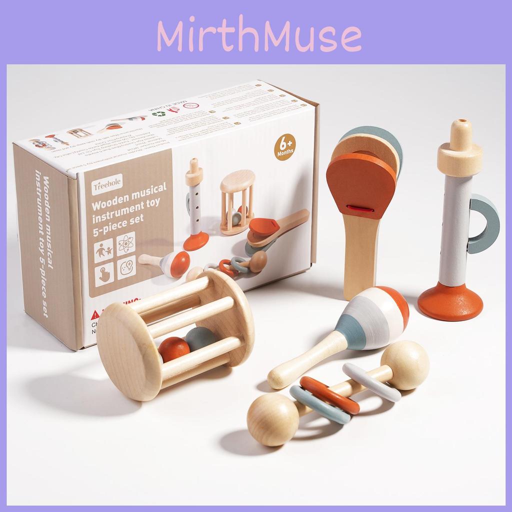 Wooden Baby Rattle Toy Set With Handheld Bell For Early Education And Comfort