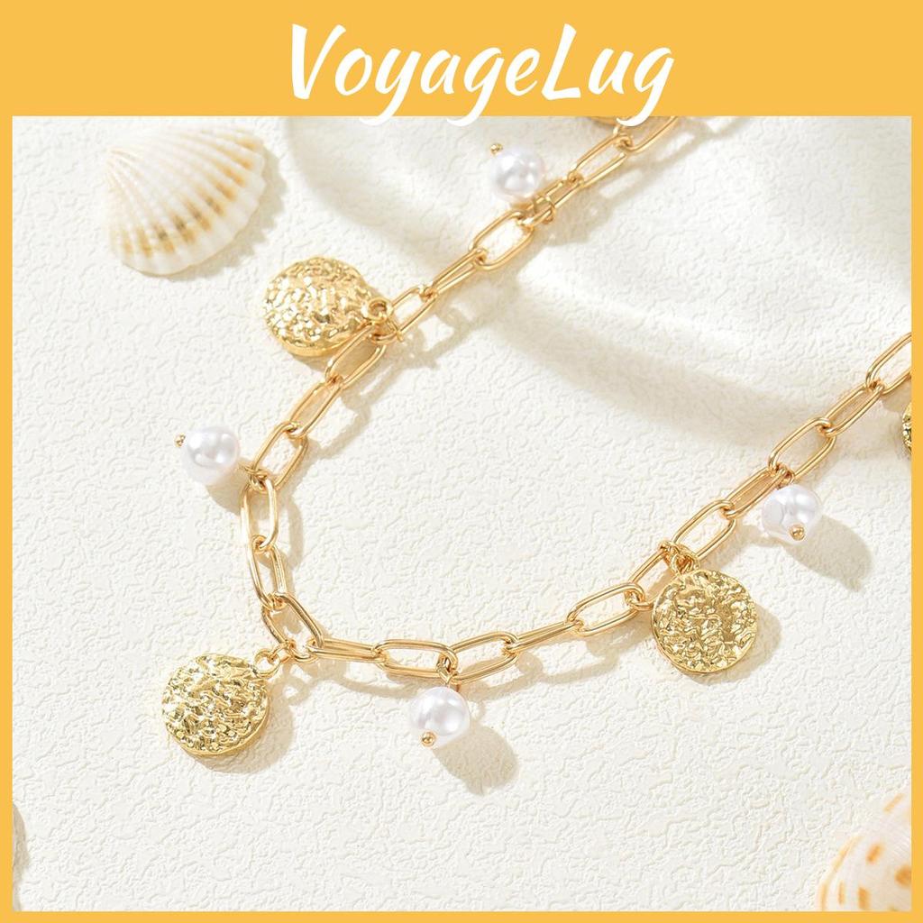 Minimalist Geometric Alloy Necklace With Artificial Pearl Pendant For Casual Women