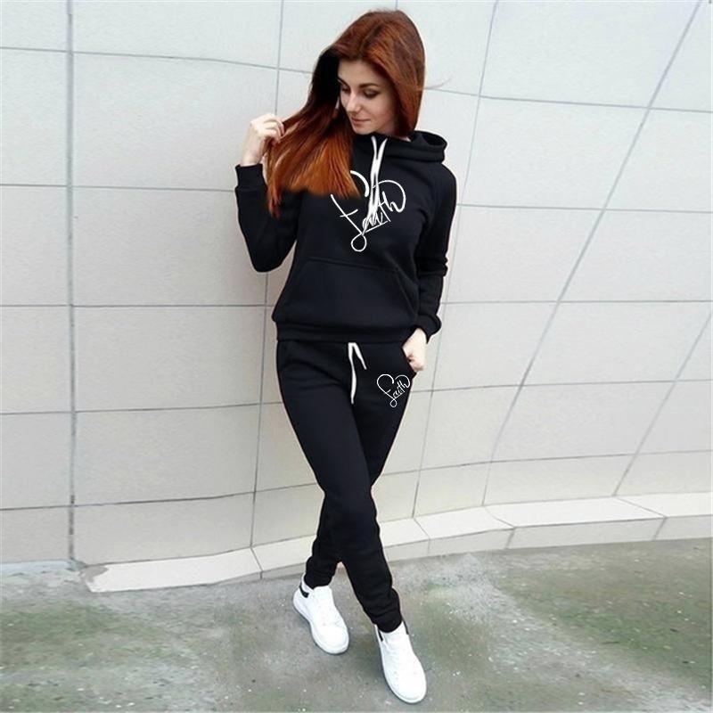Fall and Winter Fashion Hot New High Quality Pullover Set Street Loose Women's Hoodie + Sweatpants Two-piece Set