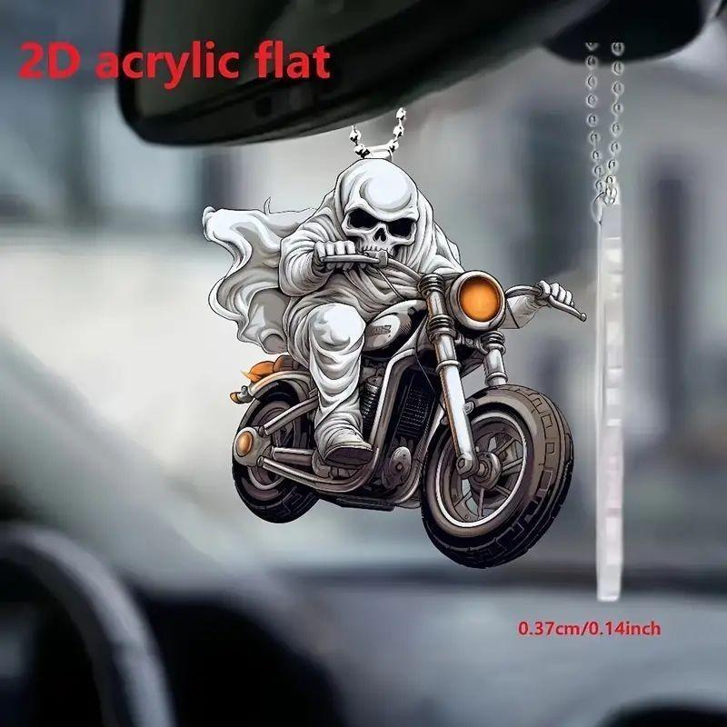 Halloween Skull Themed Riding Motorcycle Pattern Pendant For Decor Holiday