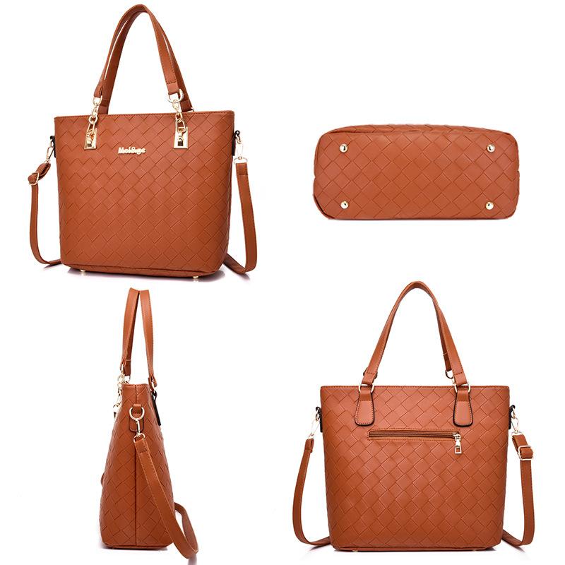 New Women's Retro Multi-piece Set, Mother and Child Bag, Woven Shoulder Portable Messenger Bag, Fashion Bag, Wallet.