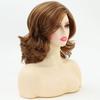 Women Shoulder Length Wave Hair Golden Brown Blonde Synthetic Wavy Wigs with Bangs Heat Resistant Fibre for Daily Cosplay Lolita
