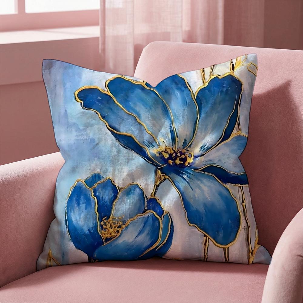 Oil Painting Floral Elegant  Cushion Cover Multi-Scene Pillow Cover for Home & Car - Reversible, Soft & Durable for Daily Use