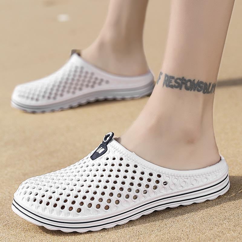 Beach Shoes Non-Slip Platform Sandals Couple Casual Cool Slippers Men'S Hole Shoes Bag Head Half Drag Men