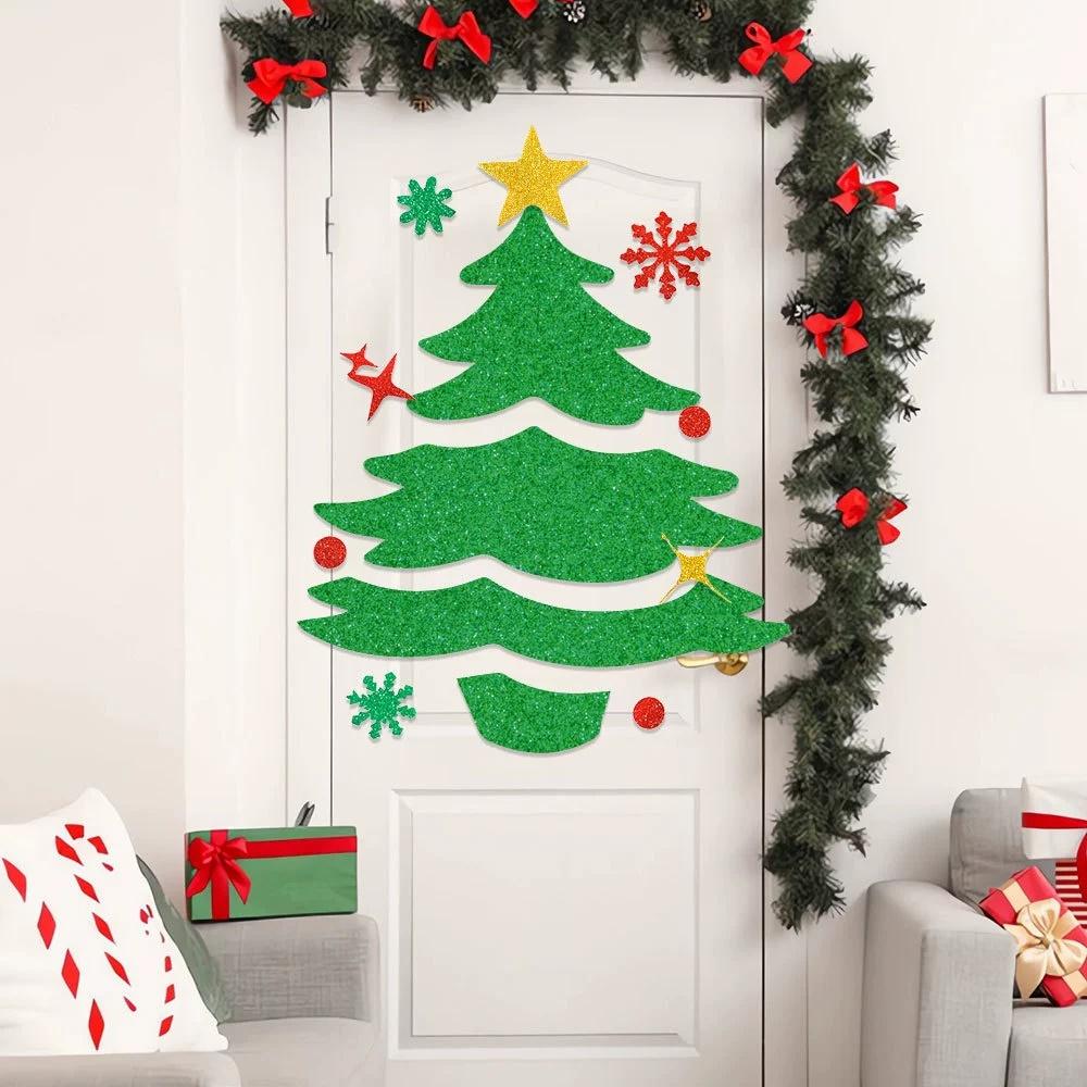 Large Snowman Reindeer Santa Stickers Christmas Door Stickers Decor for Refrigerator Wall Window Christmas Door Decorations