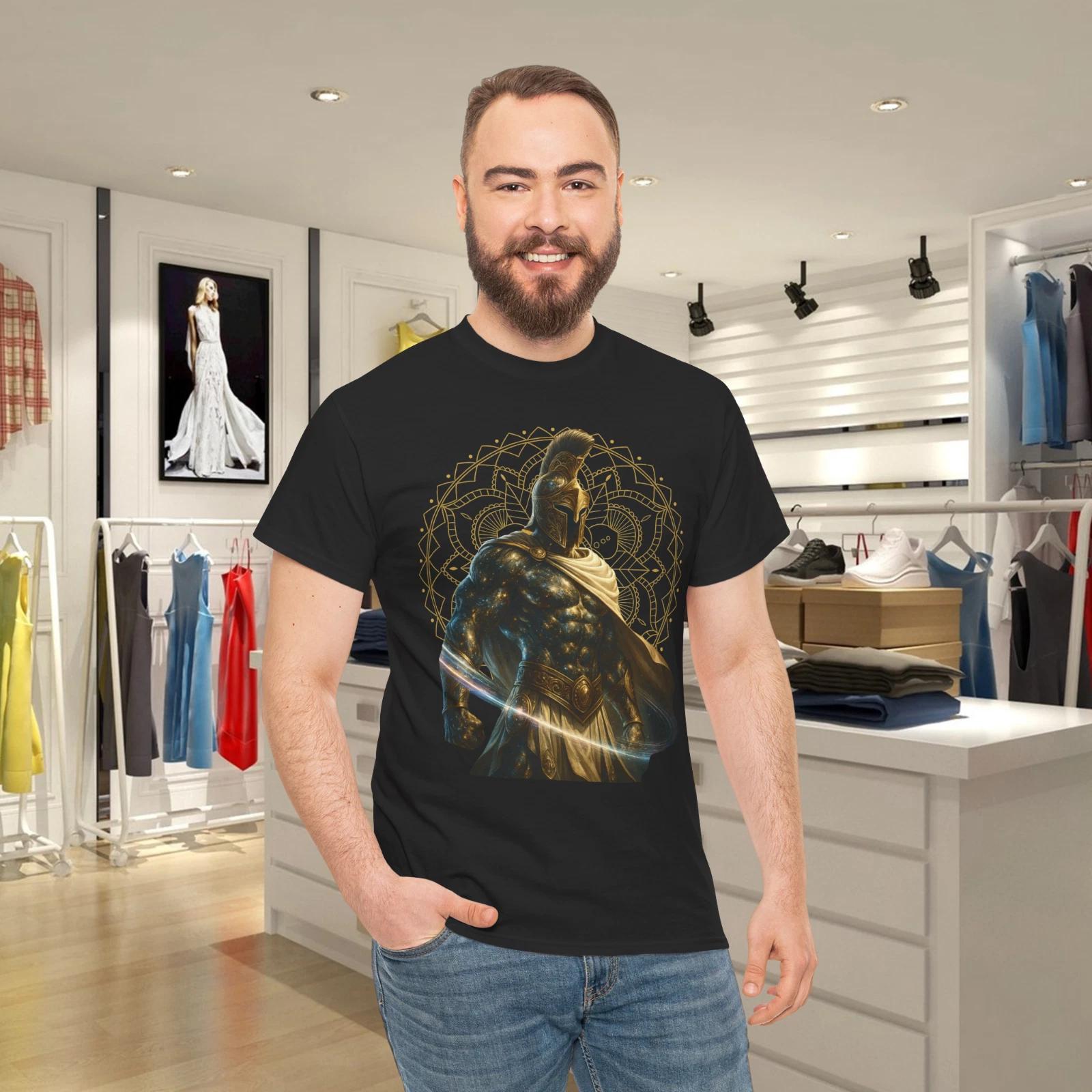 Celestial Spartan Warrior Zodiac Armor Graphic Tee T- Shirt L