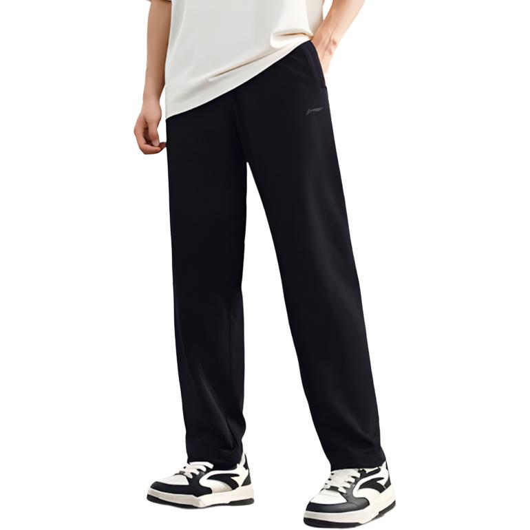 Li Ning Simple Comfortable Breathable Elastic Waist Knitted Sports Pants Men bottoms AKLU824-1