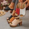 Summer New Plus Size High Heel Chunky Heel Sandals, Stylish and Elegant European and American Style Peep Toe Plus Size Women's Sandals