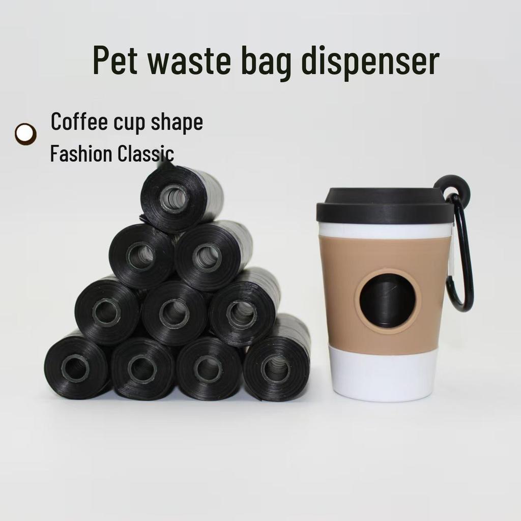 Coffee Cup Pet Poop Bag Dispenser: Portable Plastic Holder for Dog Waste Bags