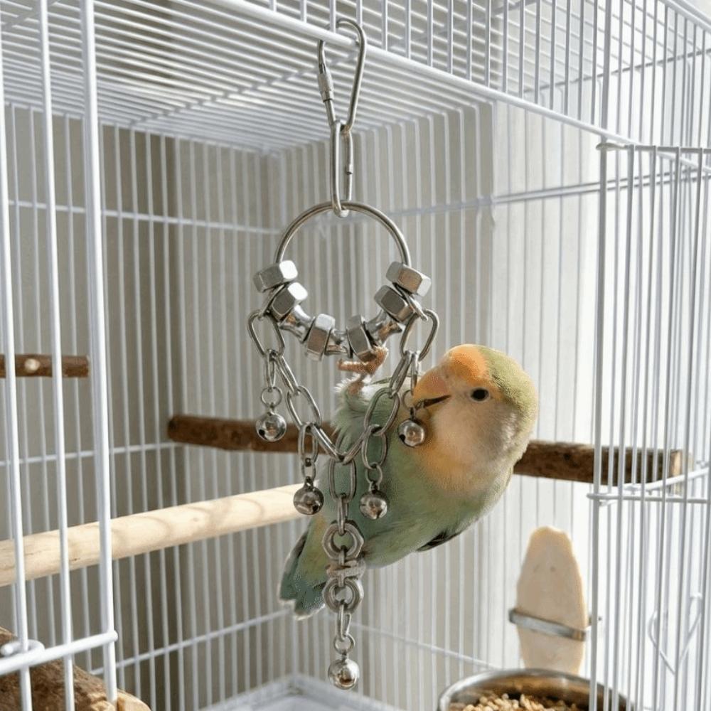 Wear-resistant Metal Bird Chain Bells Toys Bite Resistant Bird Cage Hanging Toy Small Medium Birds