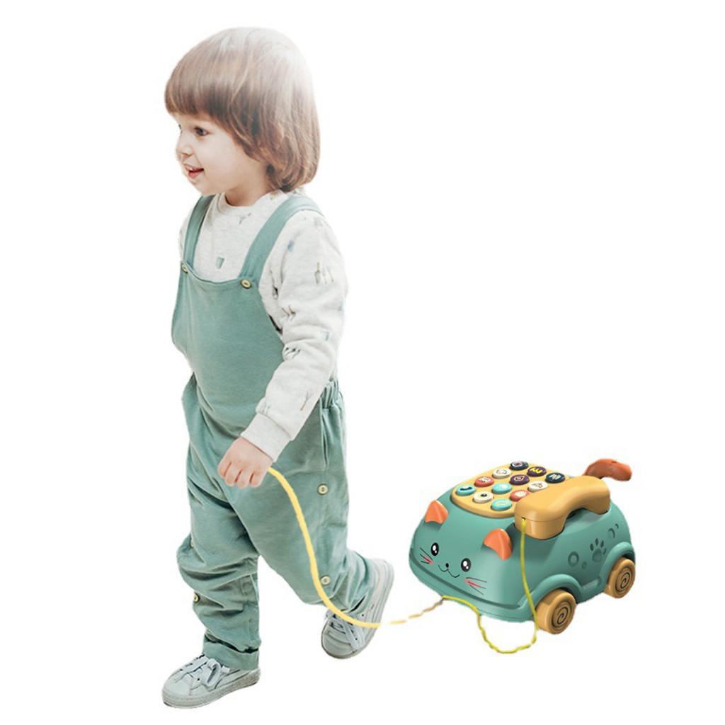 Baby Phone Toy Cartoon Sound Light Parent Child Interactive Educational Cute Cat Face Telephone Toy