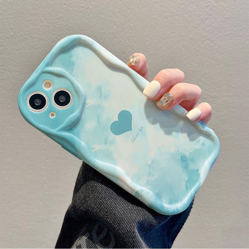 Ins für Apple 15promax Handyhülle Neues Modell für IPhone14 Blau Verwischte Liebe 16pro Erweitert 12