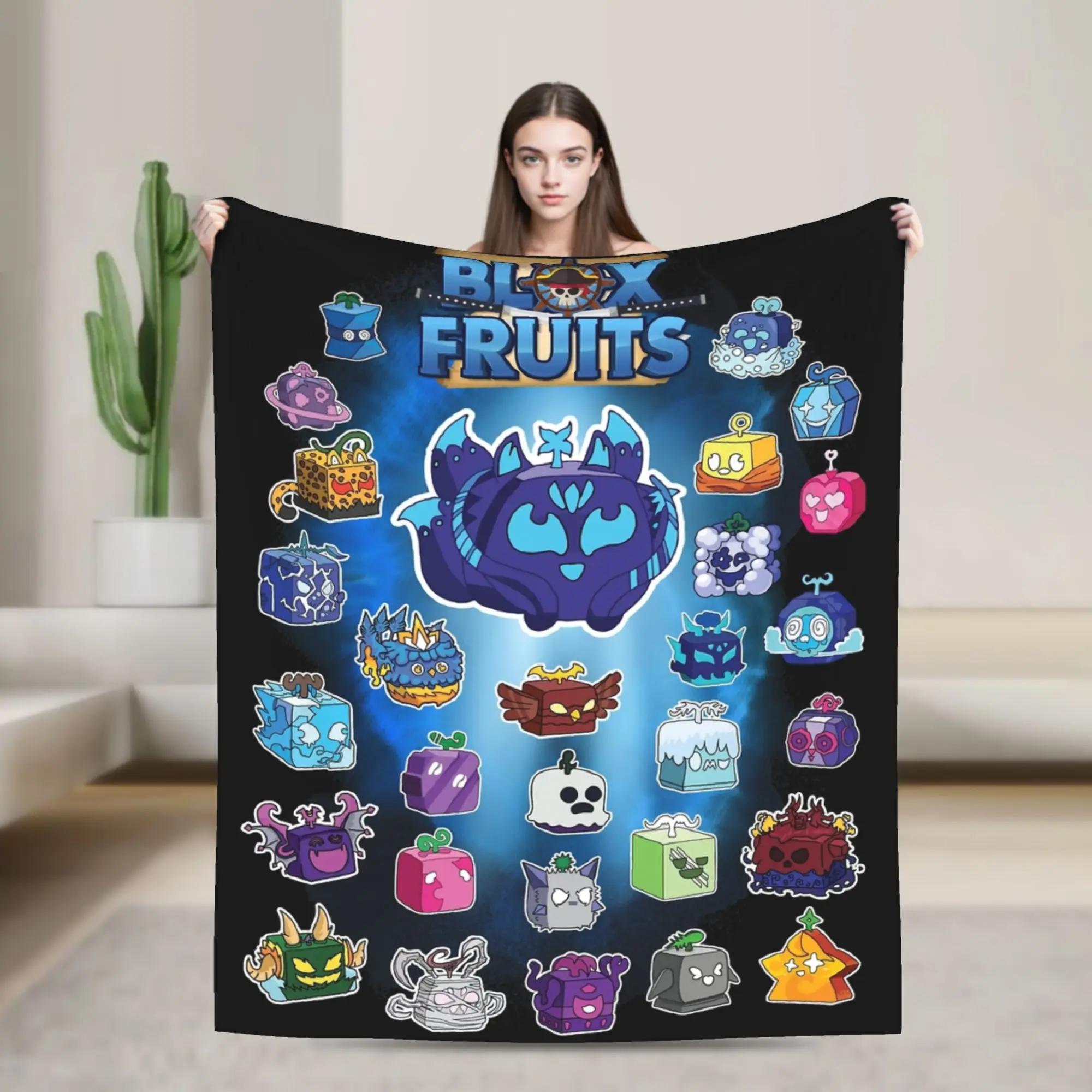BBlox Kitsune All Characters Fruits Blanket Game Cartoon Fuzzy Throw Blanket UltraSoft Warm Bedspread Multifunction Decoration 100x150cm