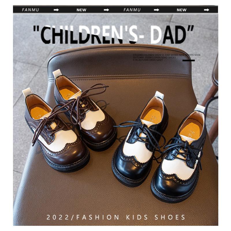 Boy's Shoes Spring and Autumn New Children's Bean Shoes Korean Version of Elementary School Performance Shoes Black Casual Shoes for Girls