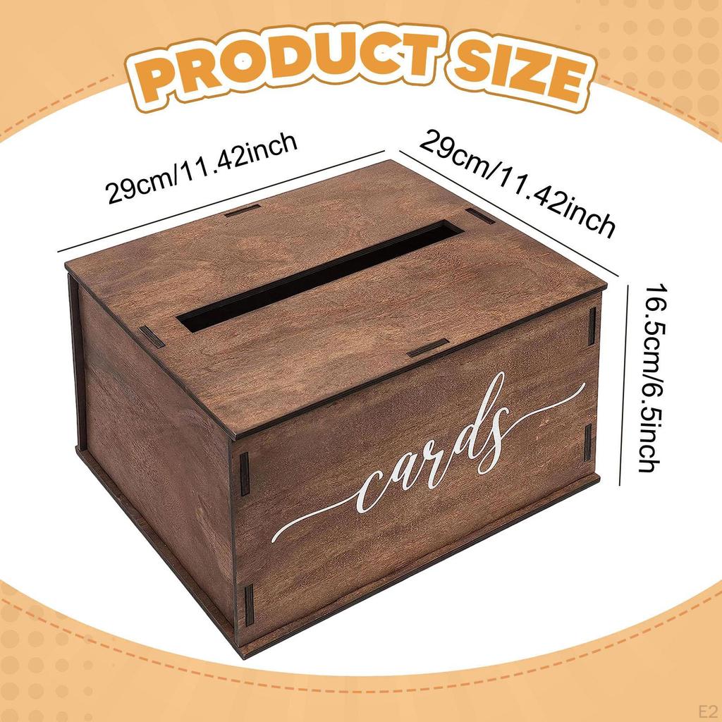 Decorative Wooden Storage Box for Wedding Cards, with Slotted Card Holder, Ideal Birthday