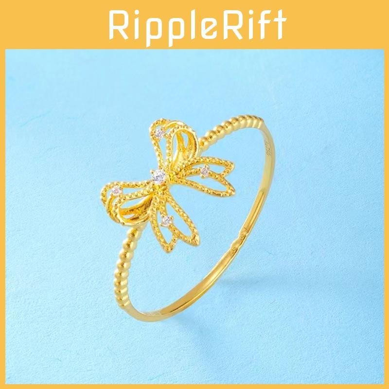 Precious Gold Plated Butterfly Bow Ring With Cute Geometric Design For Lovely Gifts