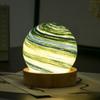 USB Plug in 3D Planet Glass Lamp With Wooden Stand Luminous Glass Sphere 80MM LED Night Light 3 Color Light Dimmable