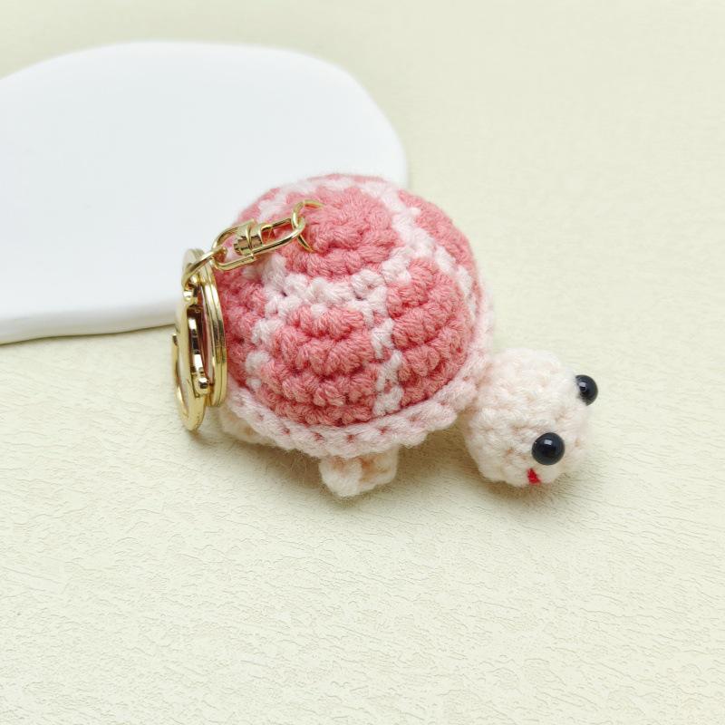 Handmade Crochet Turtle Keychain Pendant - Cartoon Sea Turtle Bag Charm Gift Decoration.