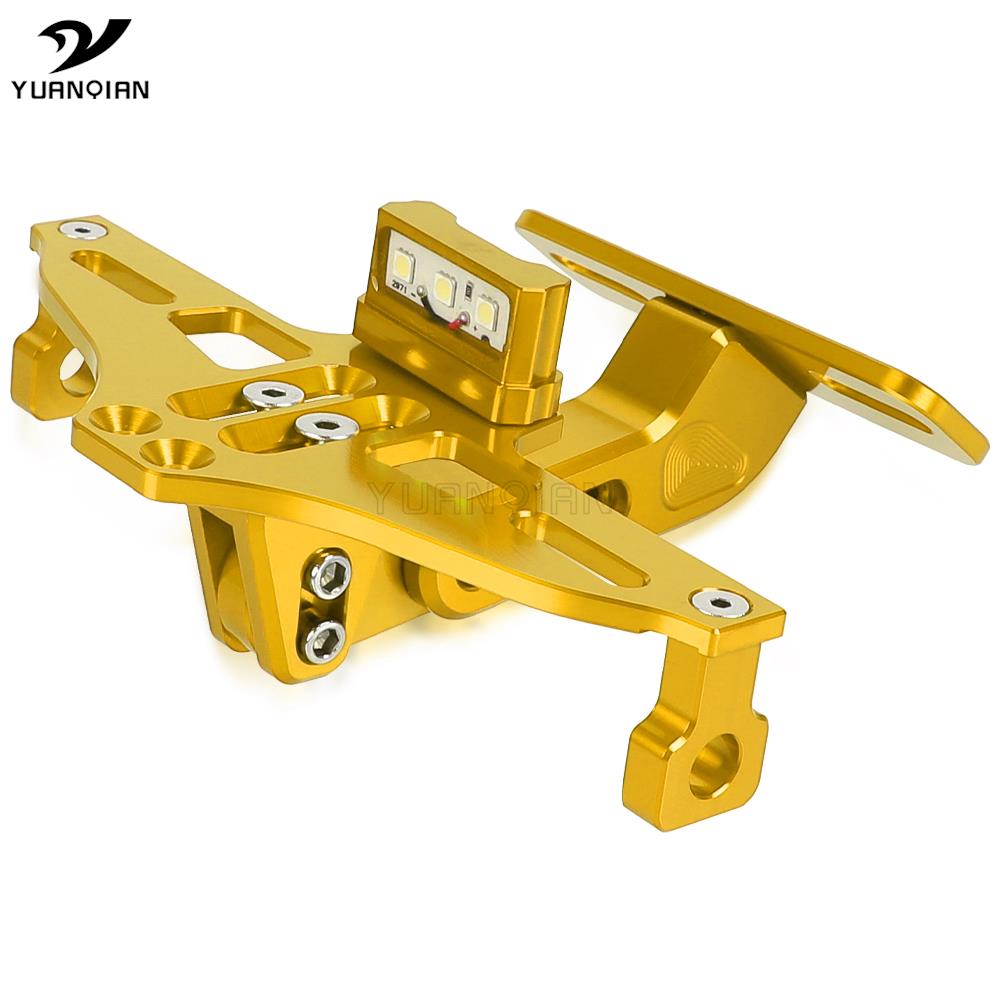 For APRILIA SR50 SR 50 MYCNC Motorcycle Adjustable Angle License Number Plate Frame Holder Bracket SR50MY LED Light