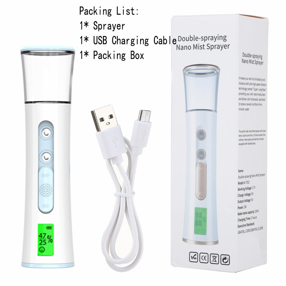 Nano Mist Facial Sprayer Double Spray-head USB Humidifier Nebulizer Face Steamer Moisturizing Beauty Instruments Body Skin Care