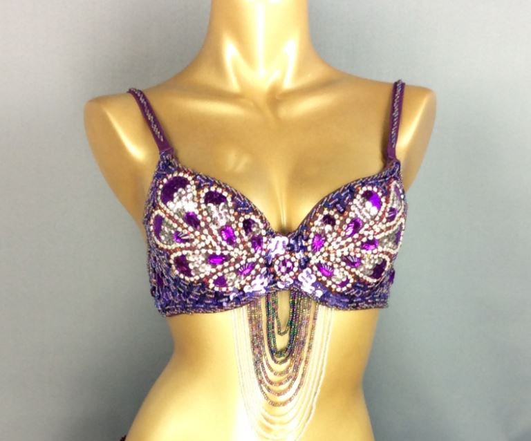 Damen Perlen Pailletten Samba Karneval Bauchtanz BH Top für Halloween Tanz EDC Rave Mardi Gras Nachtparty Bühnenauftritt