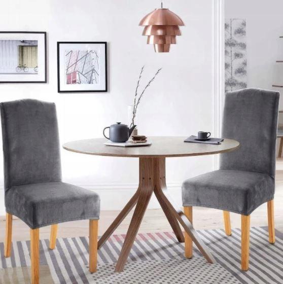 Cover Velvet Chair Grey Velvet Plush Thick