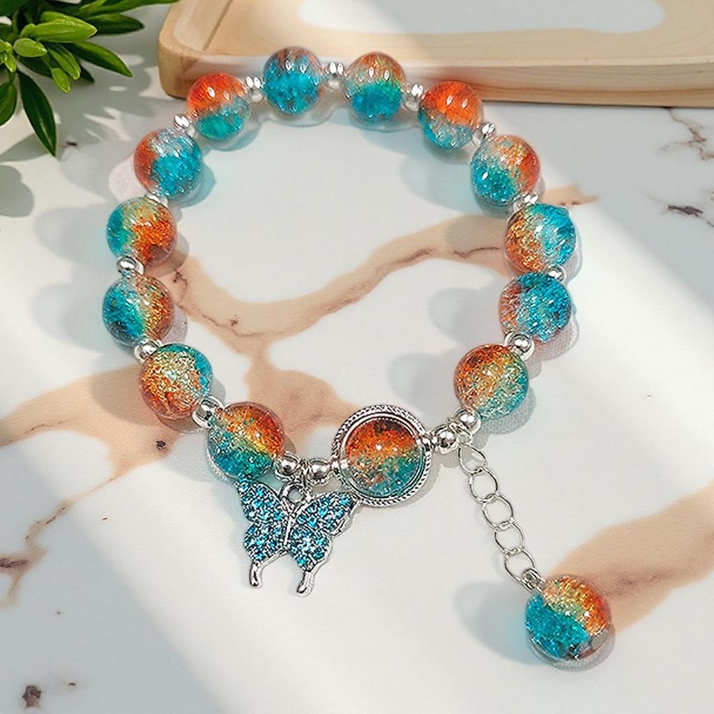 Butterfly Love Flower 10mm Handmade Beaded Bracelet - Original, Personalized, Exquisite Jewelry Gift for Friends and Newcomers