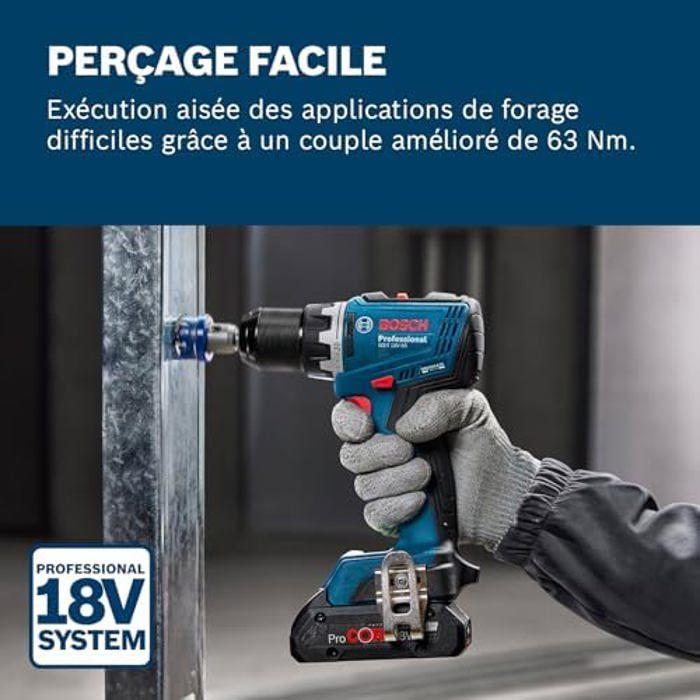 Perceuse-visseuse sans fil - Bosch - GSR 18V-65 - Moteur sans balais - 2 batteries ProCORE18V - 500/2000 tr/min