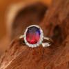 Oval Blue Red Gradient Tourmaline Stone Ring for Daily Wear  Sterling Silver Design  Created Change Stone Wedding Ring
